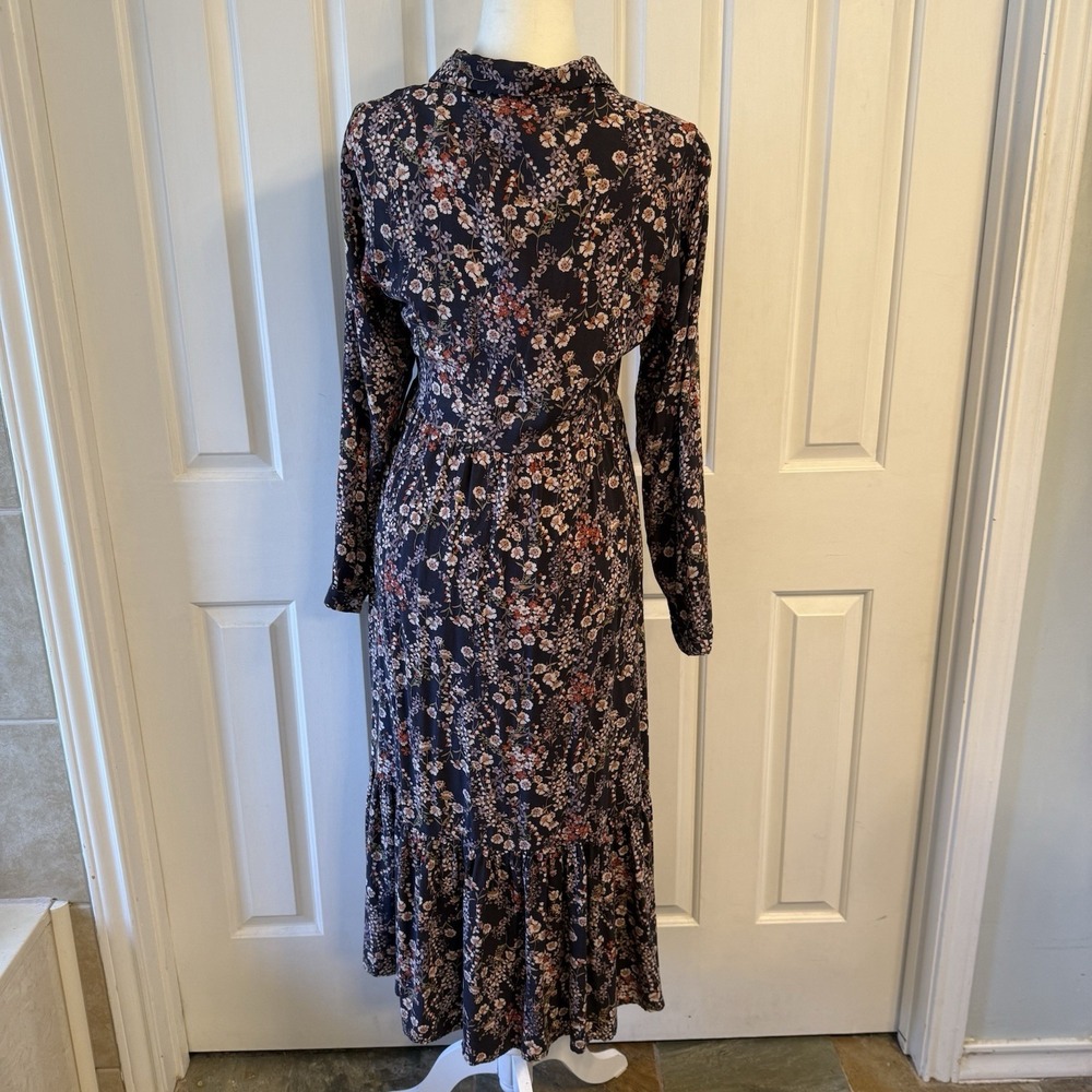 Bohme Floral Print 100% Rayon Long‎ Sleeve Button Down Boho Dress Small - Picture 5 of 10